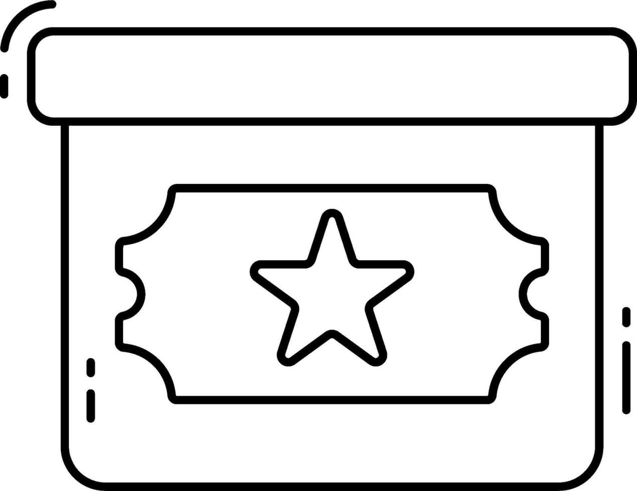 A black and white drawing of a box with a star on it vector