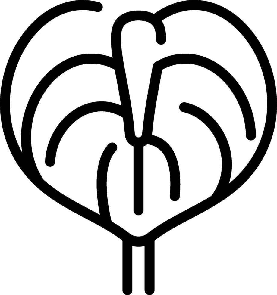 A black and white drawing of a heart shaped plant vector