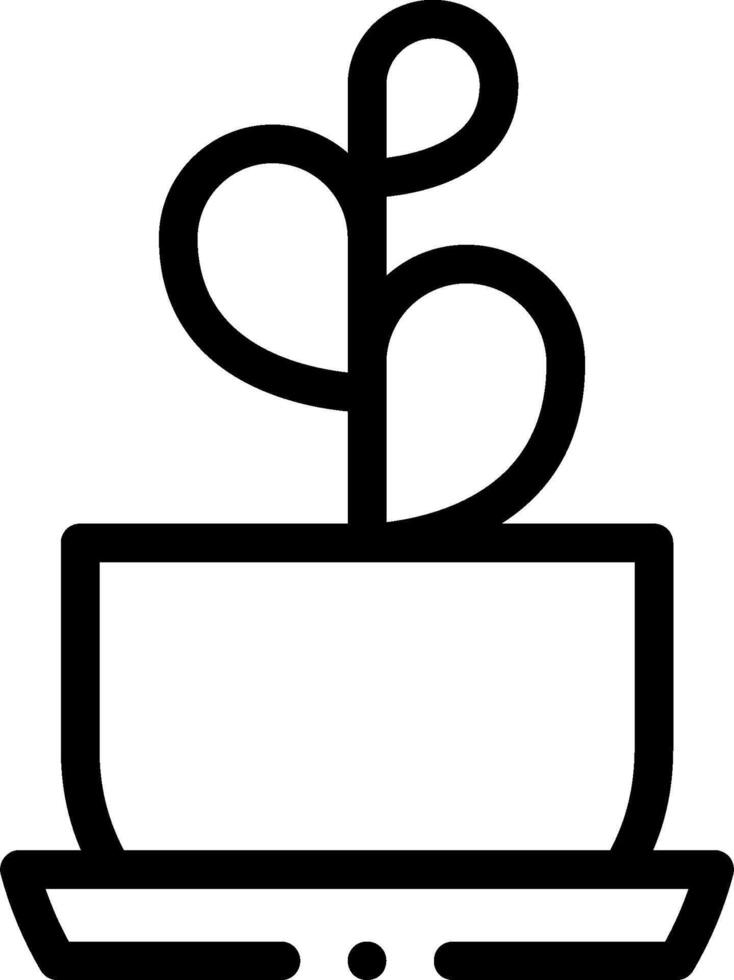 A black and white illustration of a plant in a cup vector