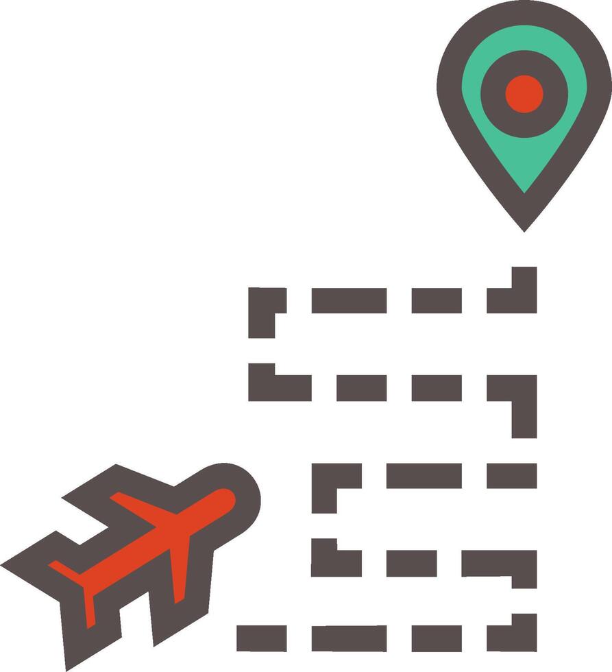 A plane is flying over a map with a pin pointing to it vector