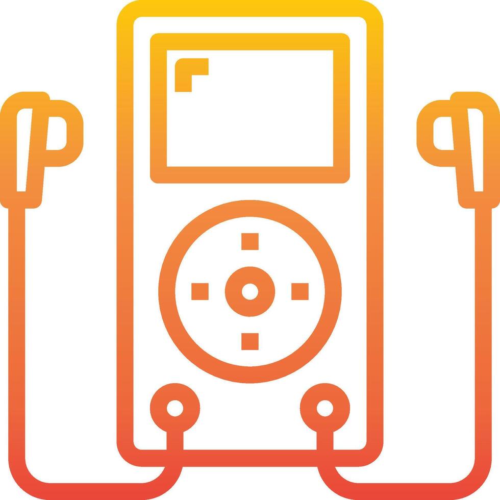 An orange and yellow mp3 player with headphones vector