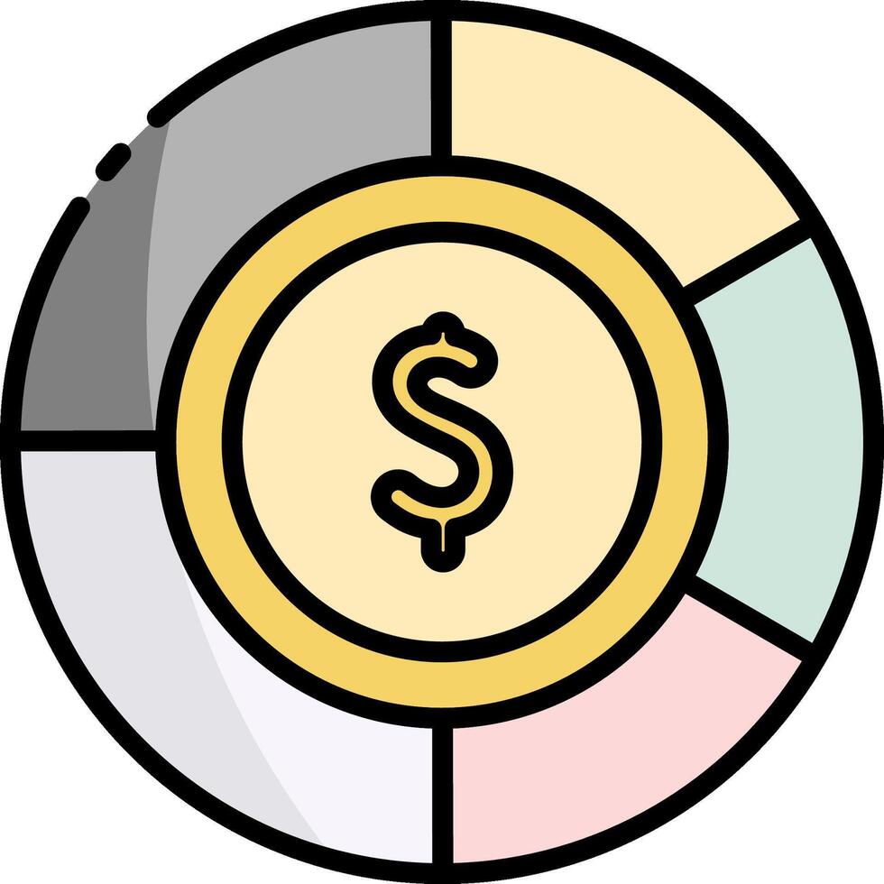 A dollar sign in a circle with a color wheel vector