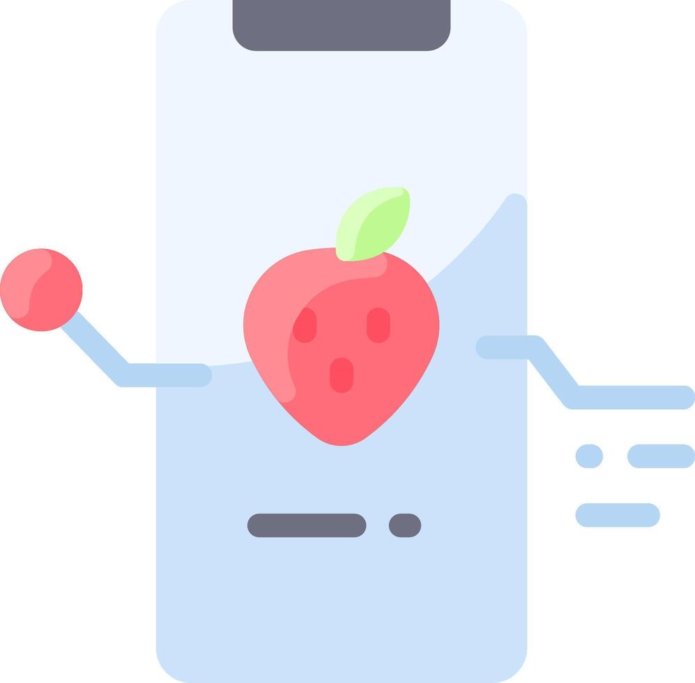 A strawberry is on the screen of a phone vector