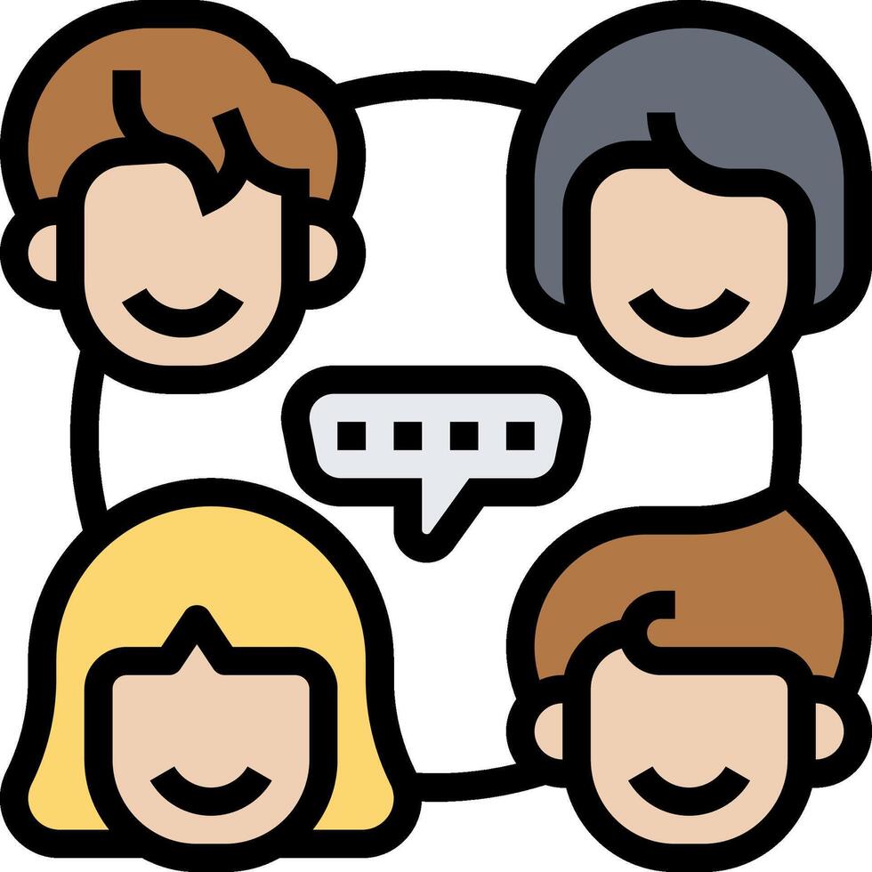 A group of people with speech bubbles around them vector