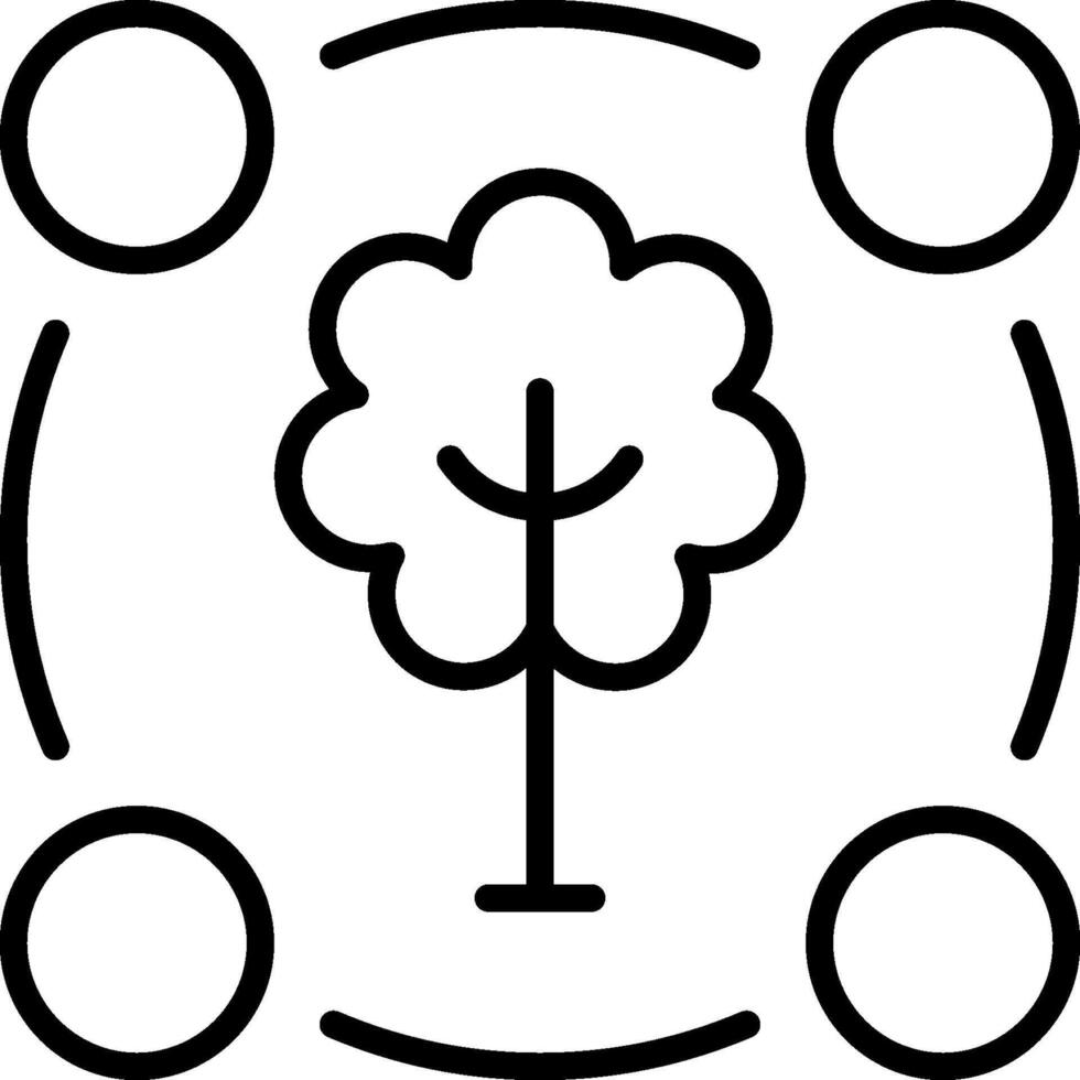 A tree is surrounded by four circles vector