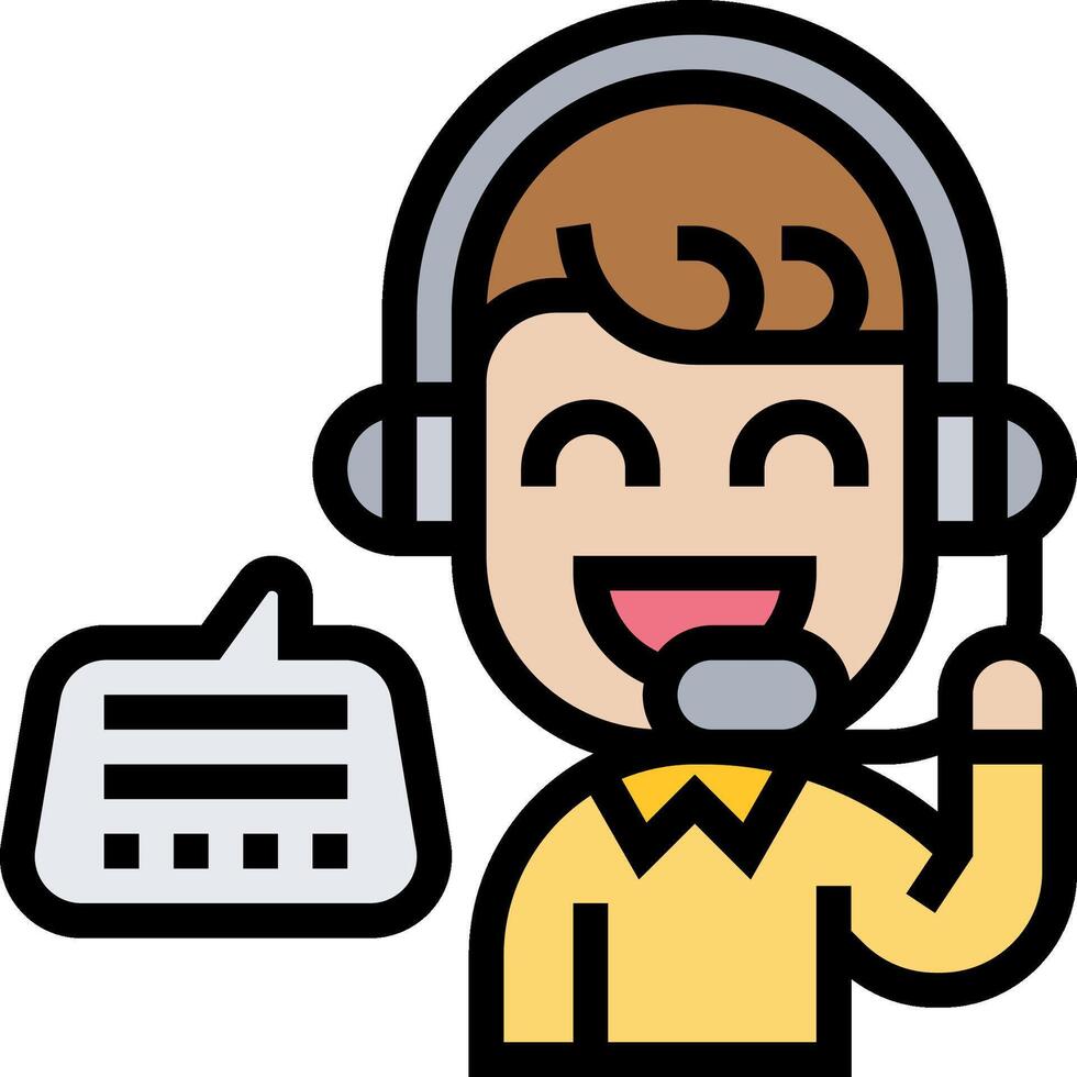 A cartoon man with a headset and a microphone vector