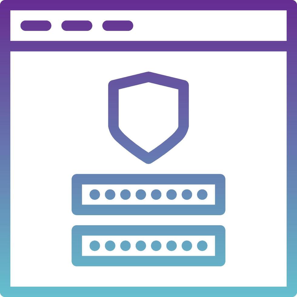 A purple and blue icon of a shield and a computer vector
