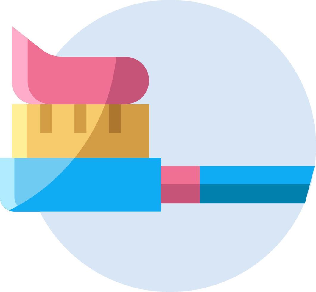 A toothbrush with a pink handle and pink toothpaste vector