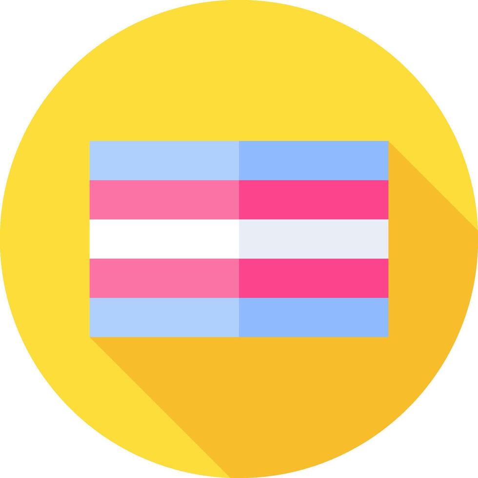 Trans flag icon with long shadow vector