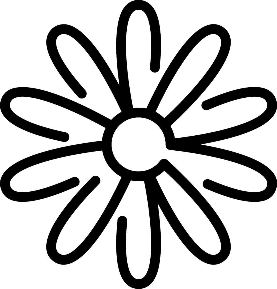 A black and white flower outline on a white background vector