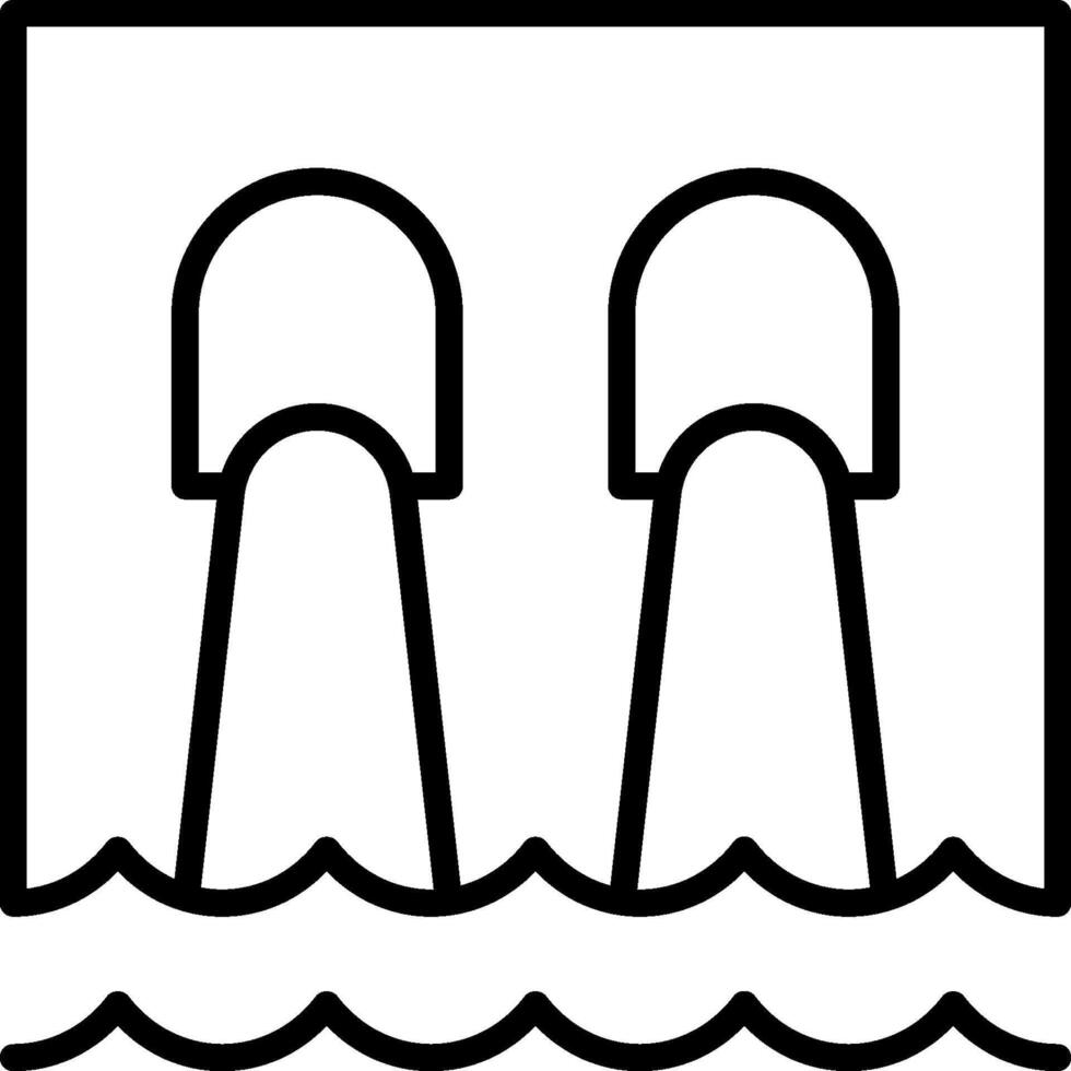 A black and white illustration of two water towers vector