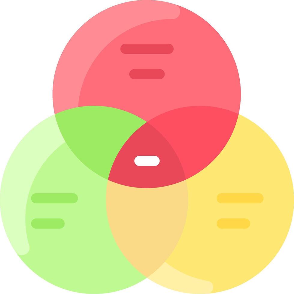 A venn diagram with three different colored circles vector
