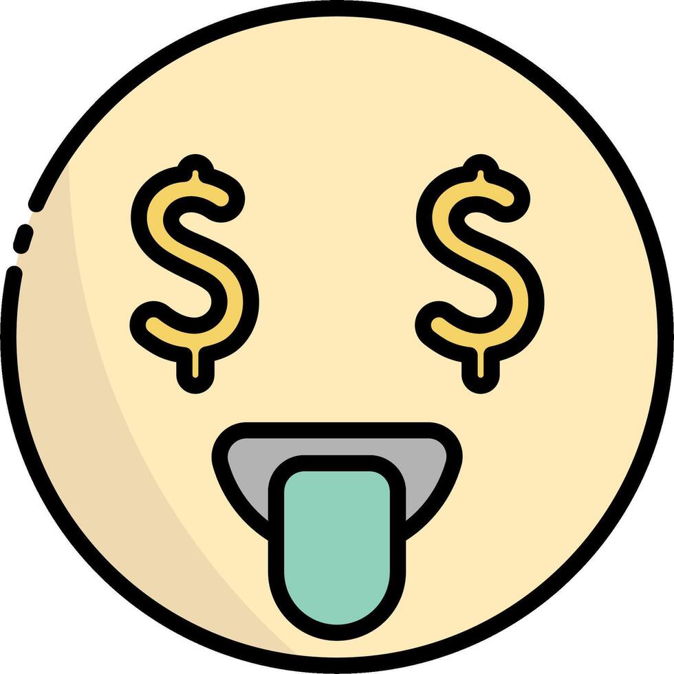 A dollar sign with a tongue sticking out vector
