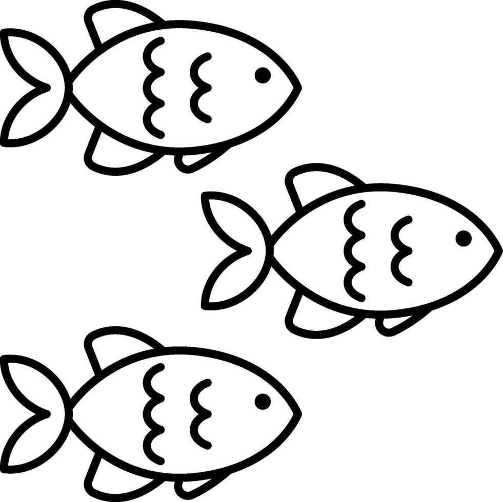 Three fish coloring pages vector