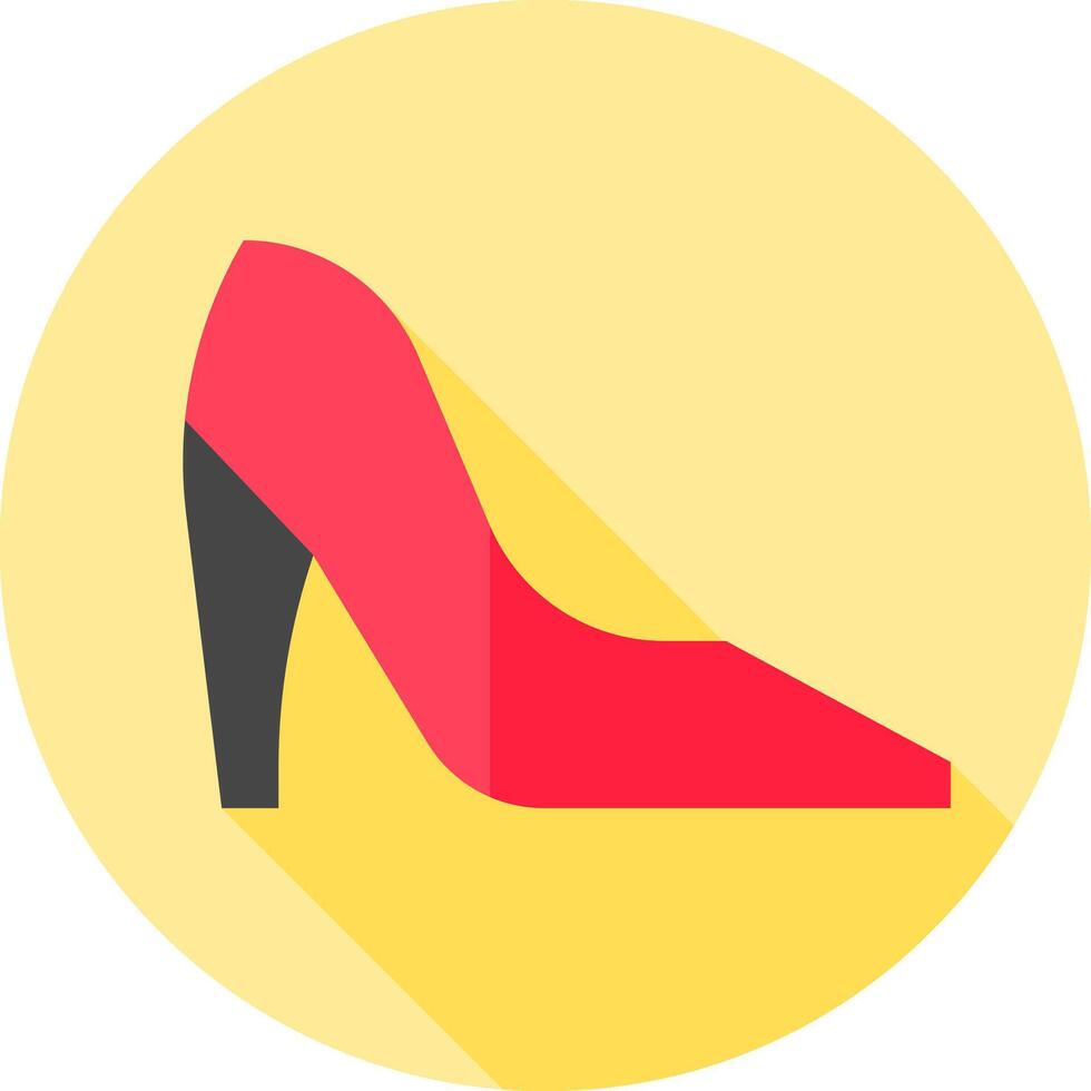 A red high heel shoe with a long shadow vector