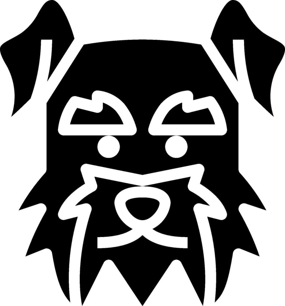 A black and white dog head with a black outline vector