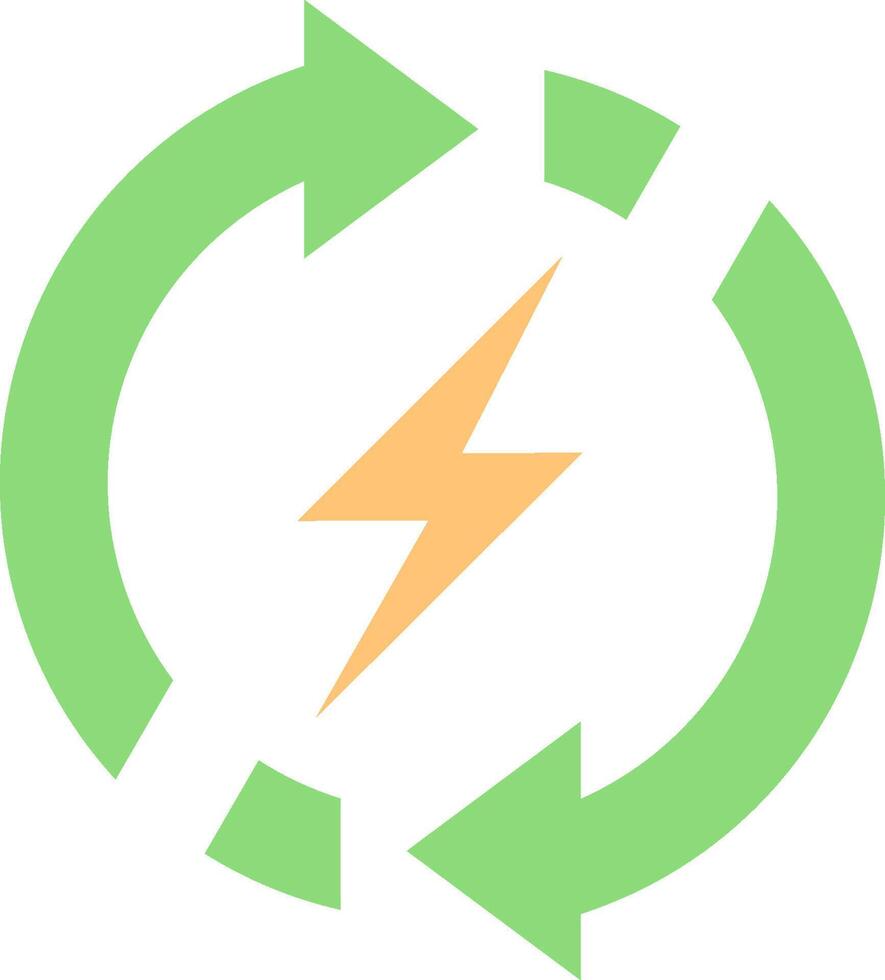 A green and orange circular logo with a lightning bolt vector