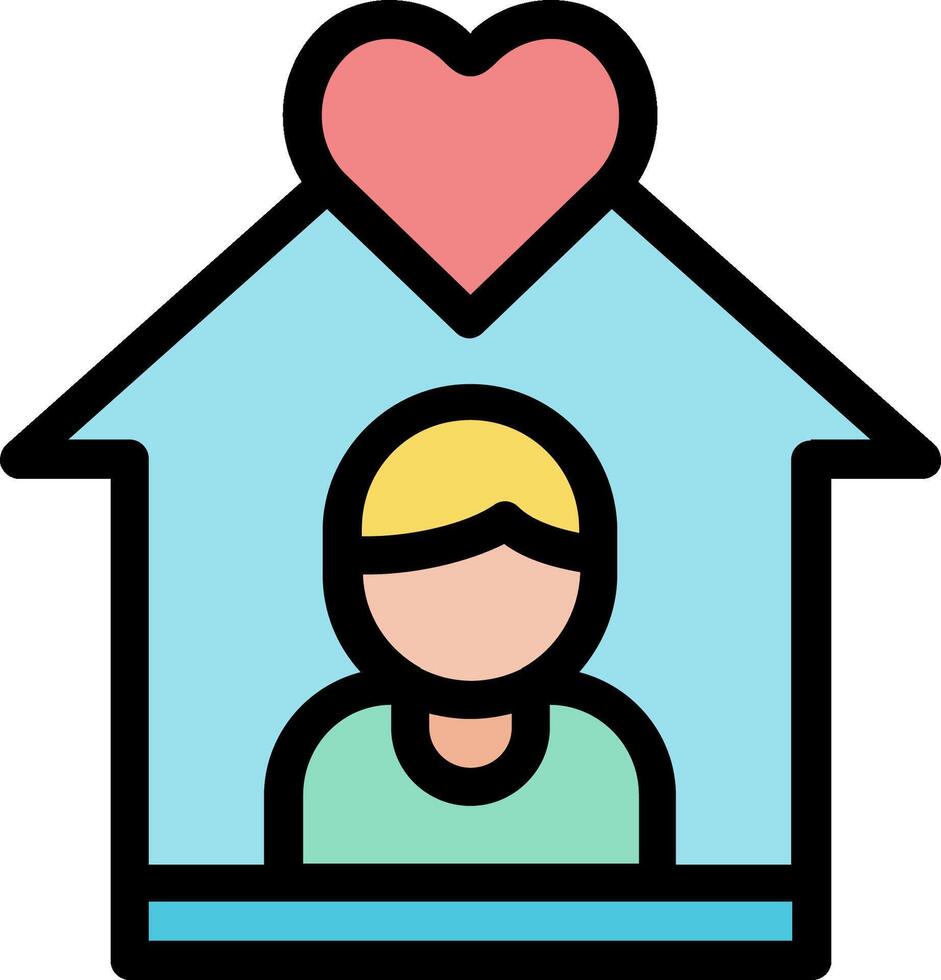 A person inside a house with a heart vector