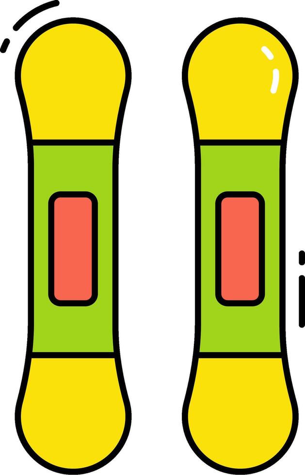 Two snowboards with red and green buttons on them vector