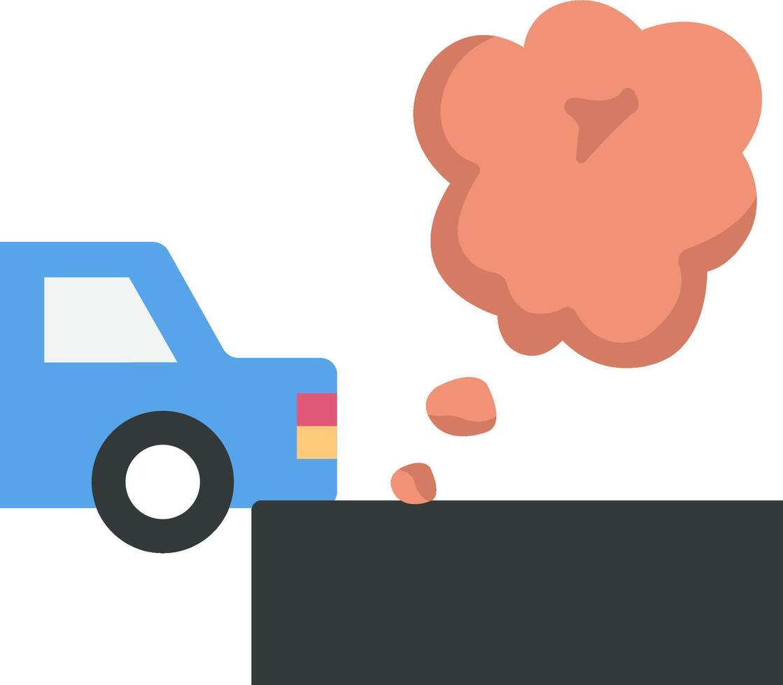 A car is driving over a hill with smoke coming out of the back vector