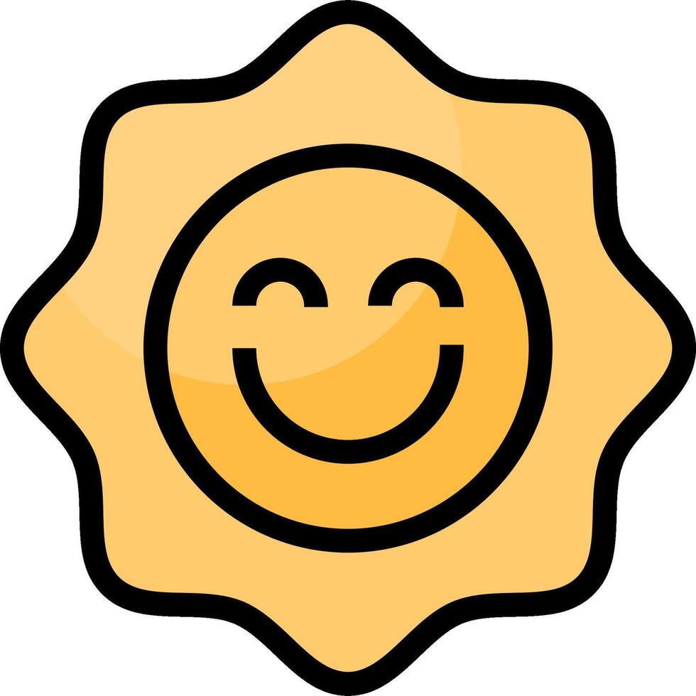 A smiley face icon with a sun in the background vector