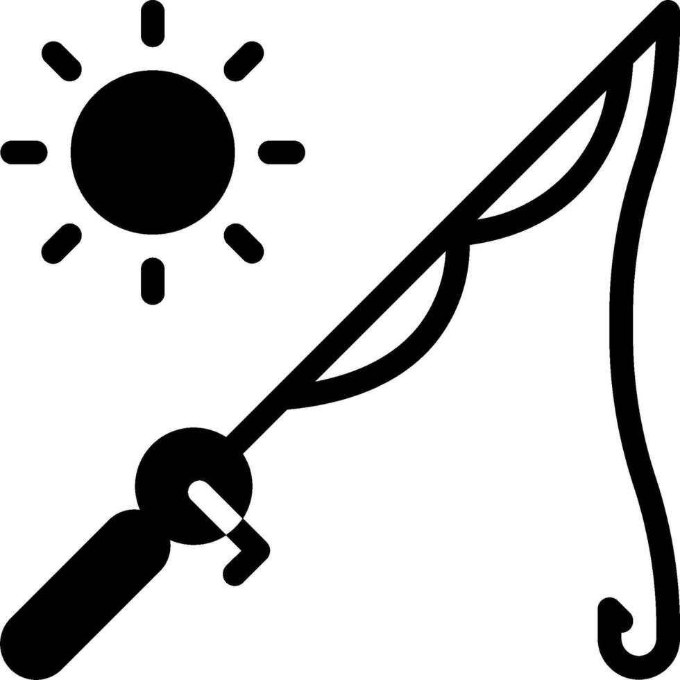 Fishing rod and sun vector