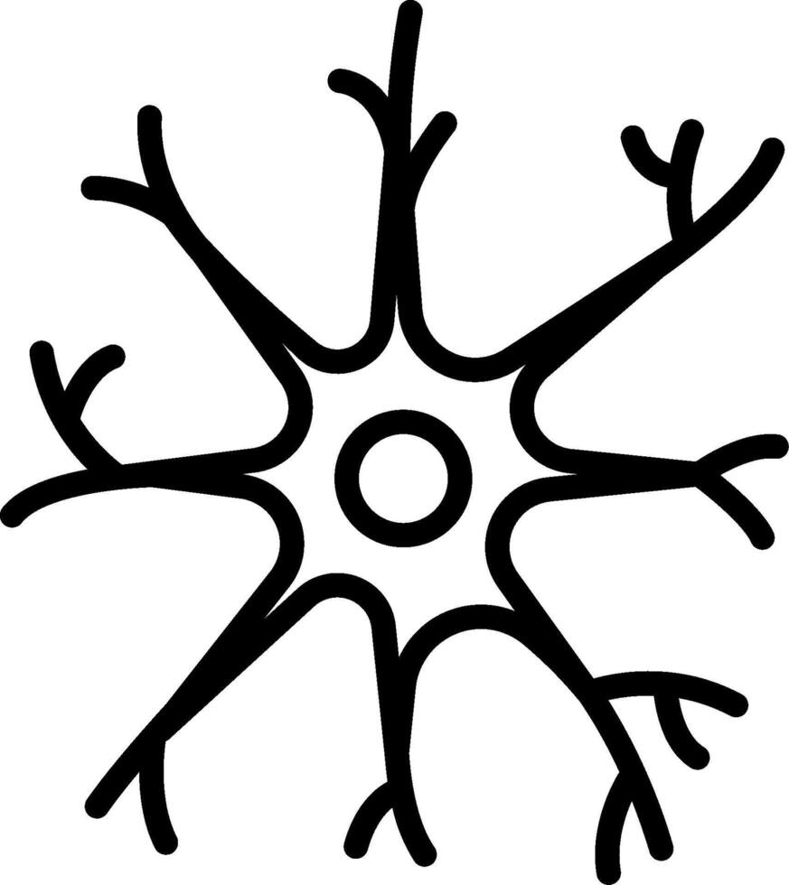A black and white drawing of a neuron vector