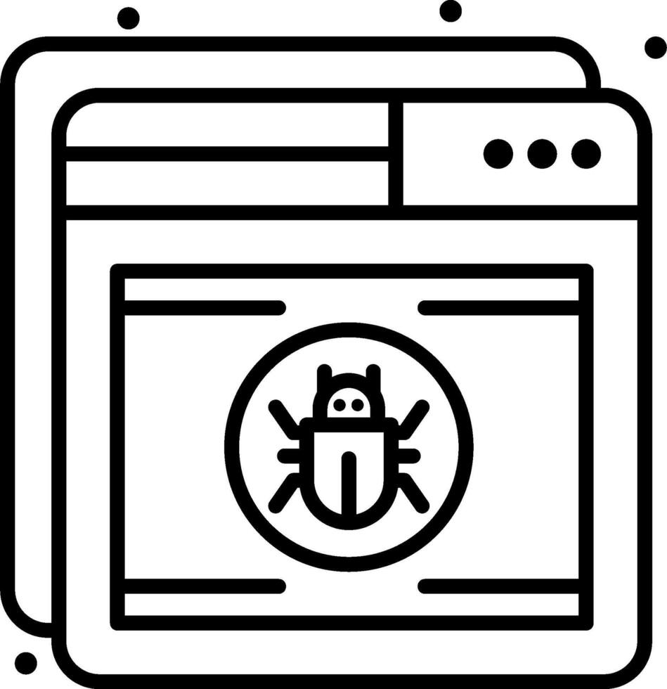 un negro y blanco icono de un error en un computadora pantalla vector