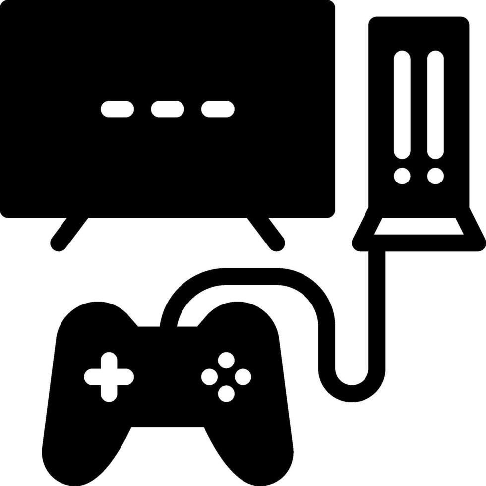 A black and white image of a game controller and a television vector