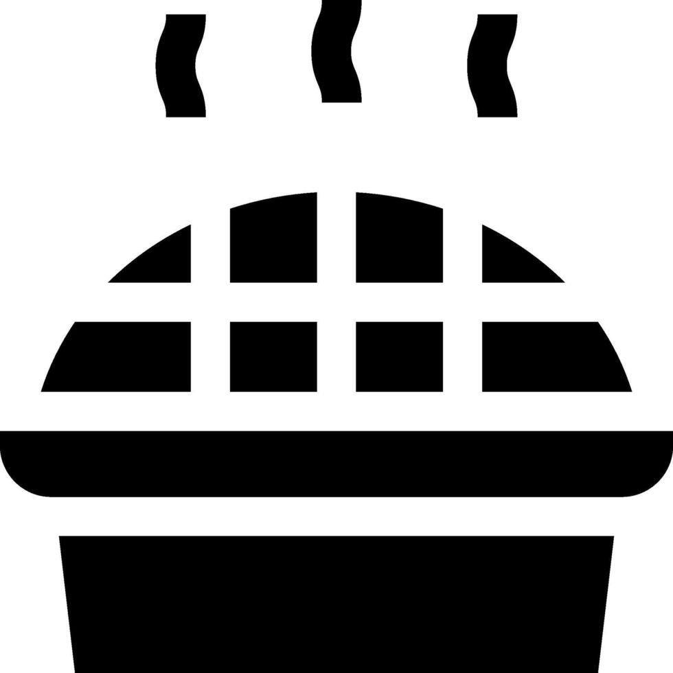 A black and white image of a pie in a bowl vector