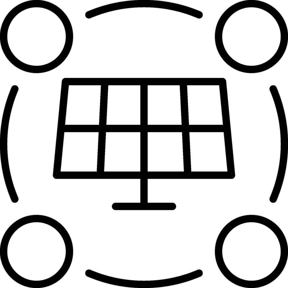 A solar panel with four circles around it vector