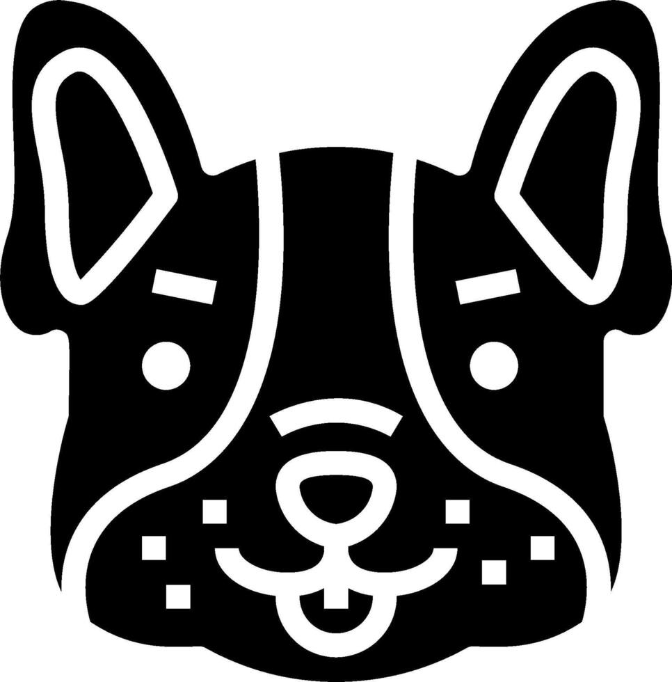 A black and white illustration of a dog's face vector