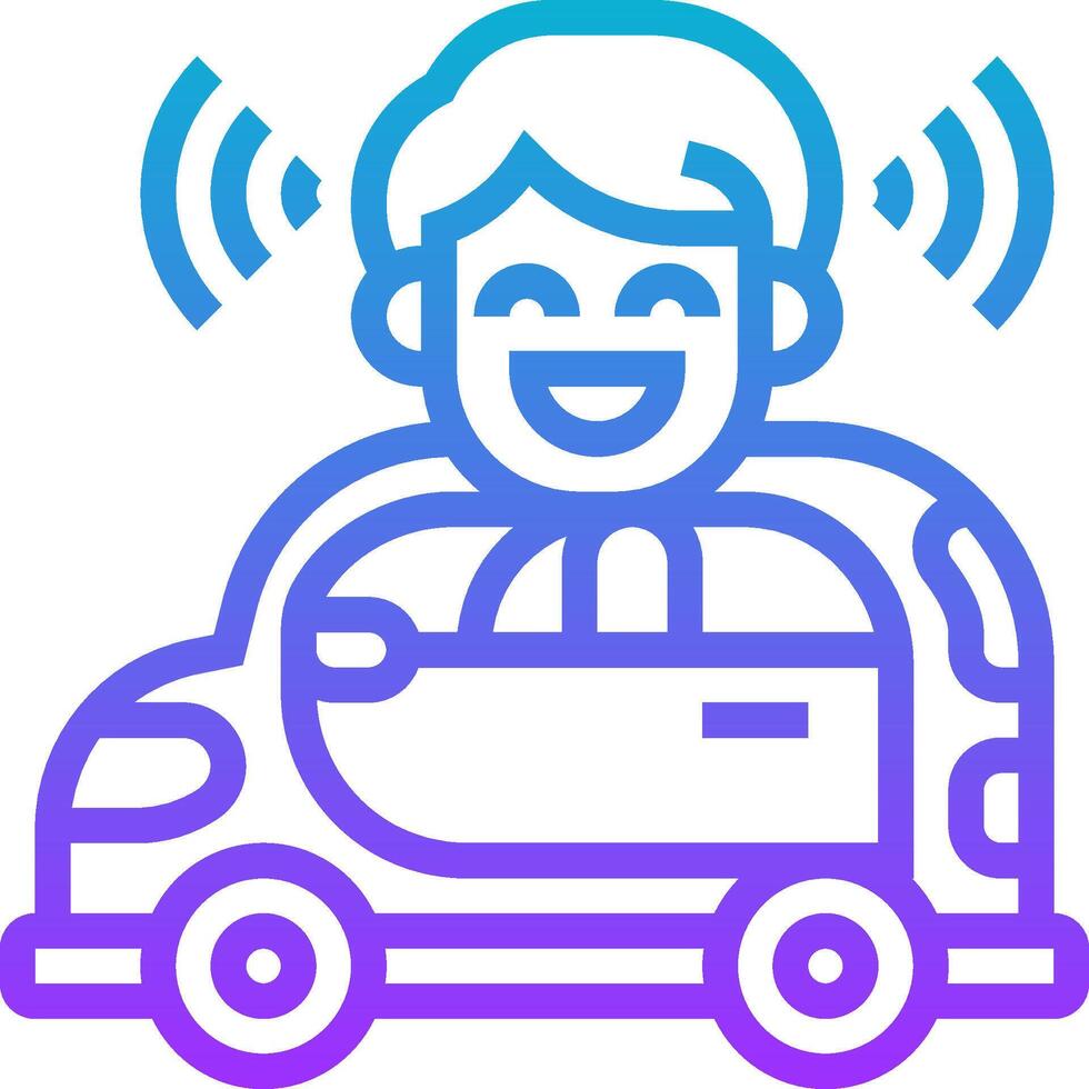 A man driving a car with a wireless signal vector