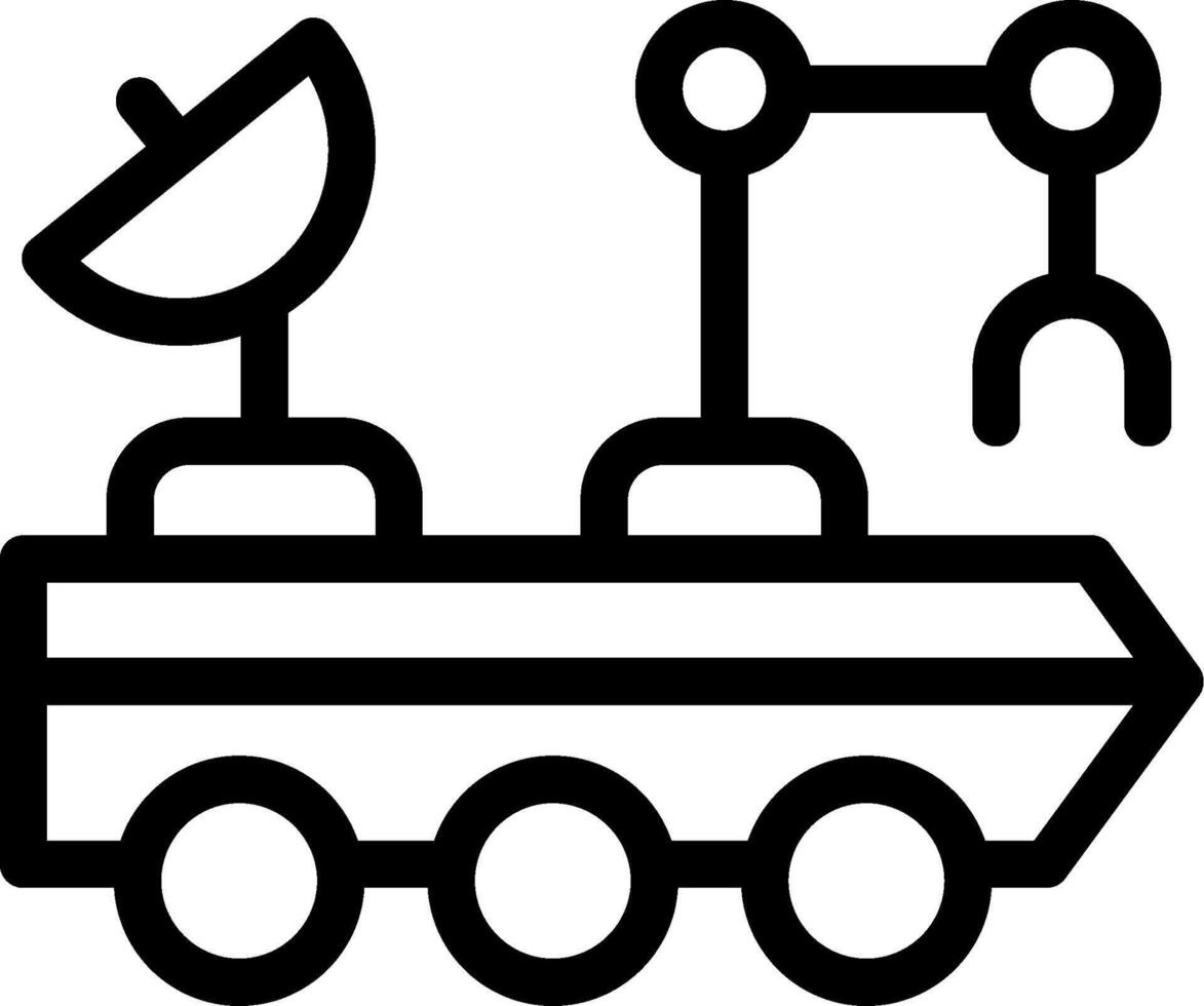 A black and white image of a vehicle with a satellite vector