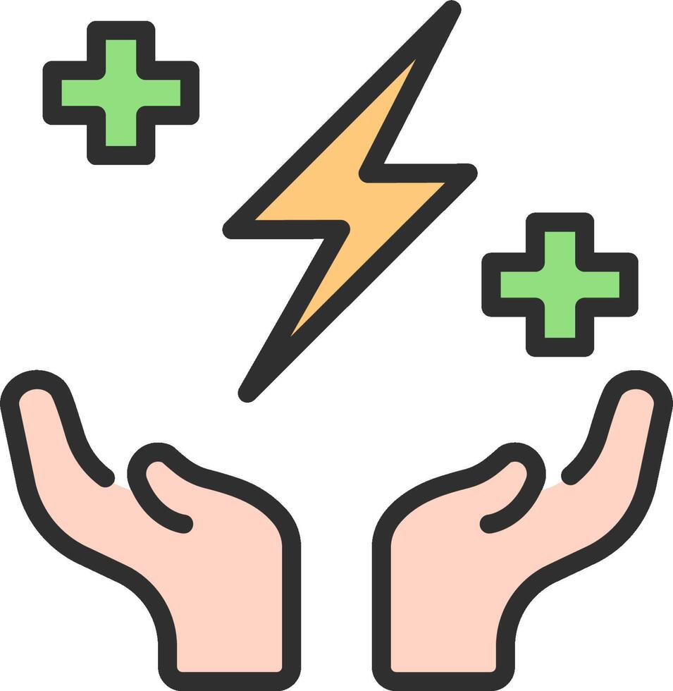 Two hands holding a lightning bolt and a cross vector