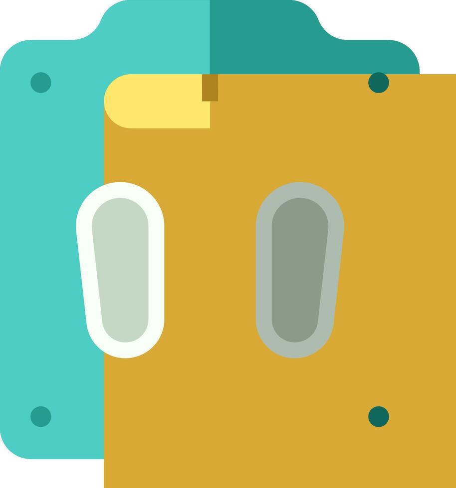 A yellow and blue suitcase with two handles vector