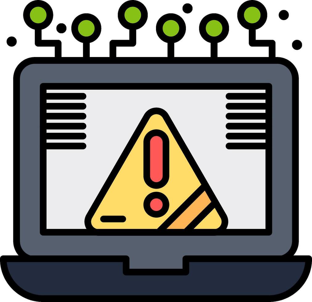 A laptop with a warning sign on it vector