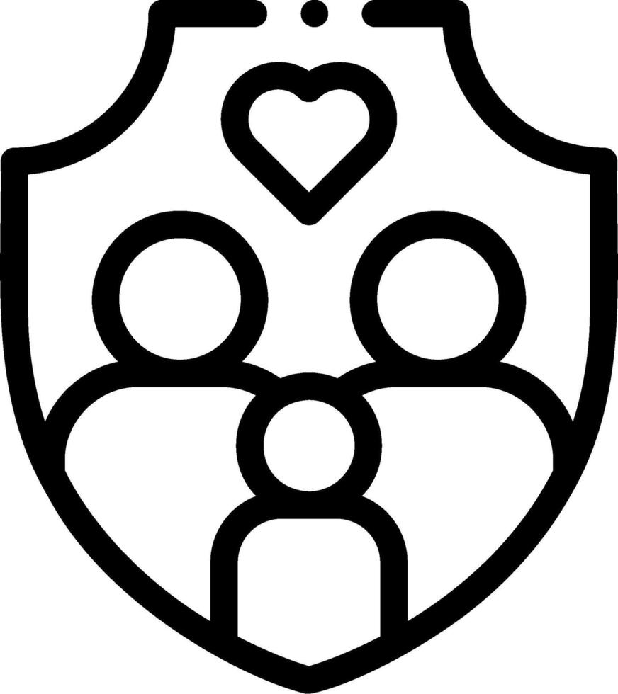 A shield with a heart and two people inside vector