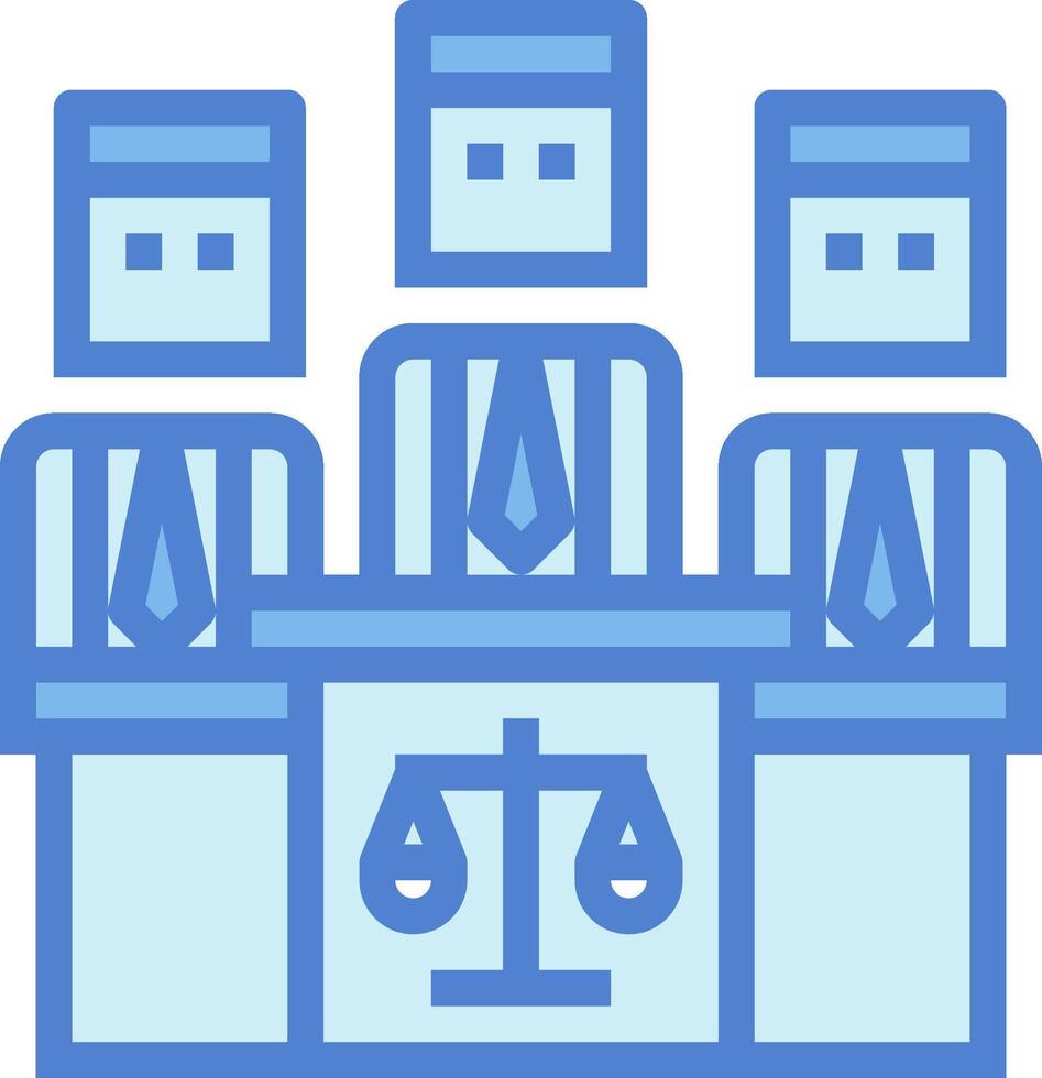 A judge and two lawyers sitting at a desk vector