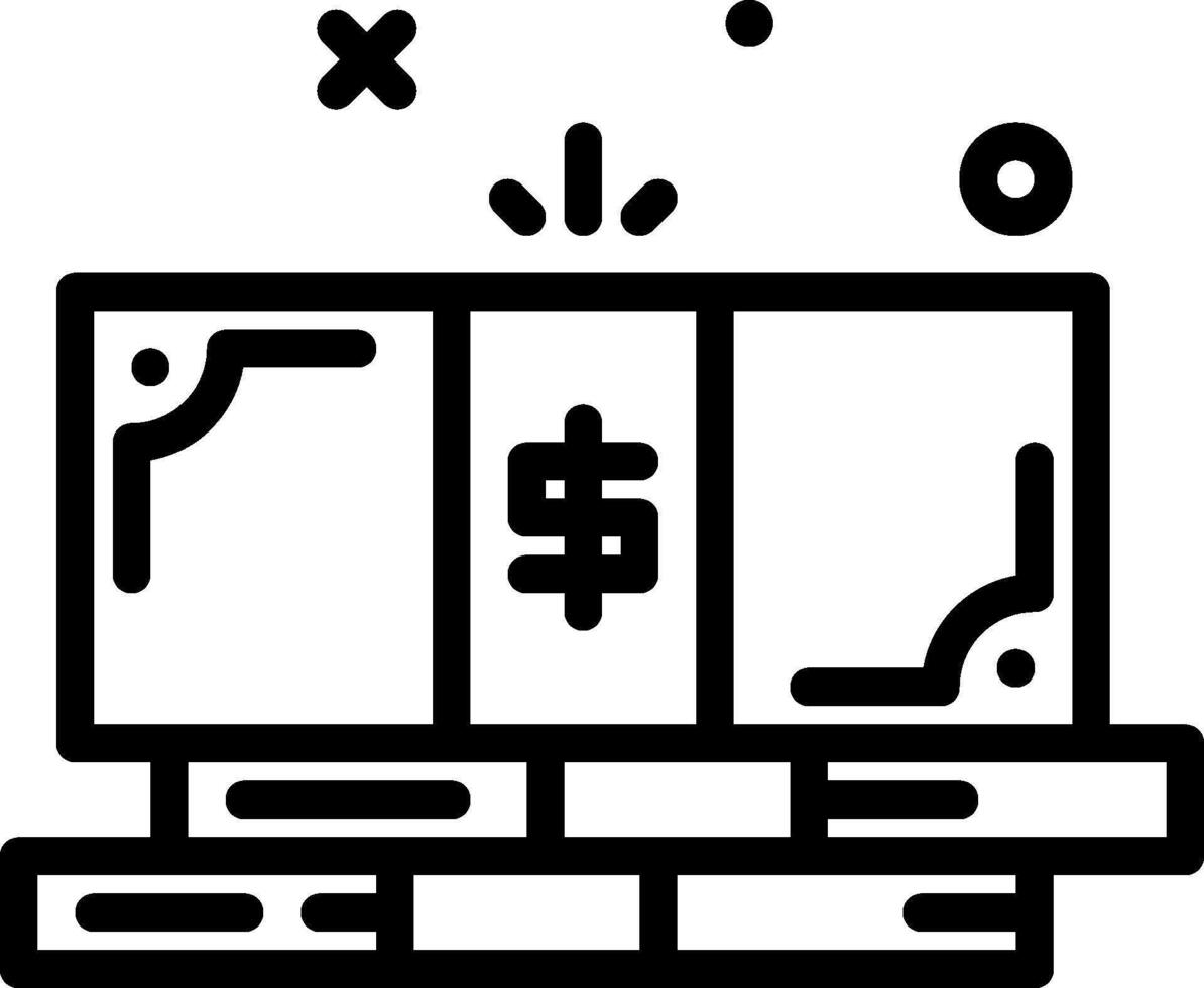 A black and white icon of stacks of money vector
