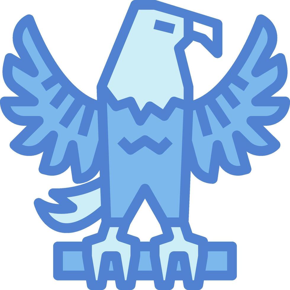 A blue eagle with wings spread out on a white background vector