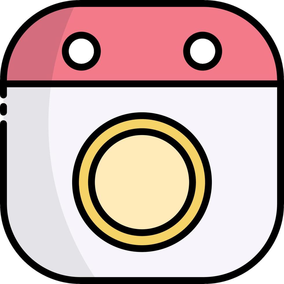 A white and pink square with a yellow button vector