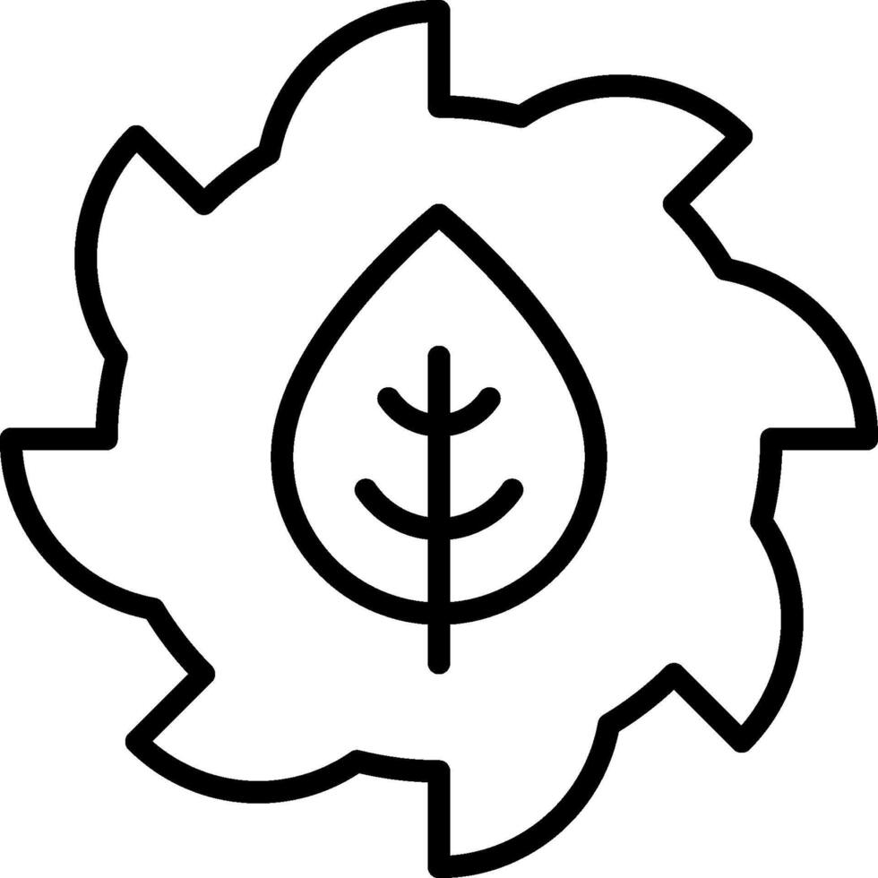 A black and white logo of a leaf in a gear vector