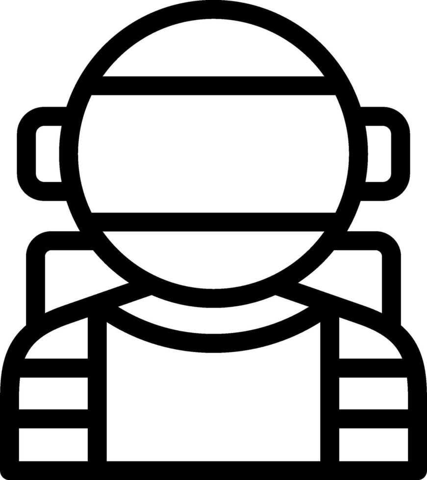 A black and white line icon of a person in a helmet vector