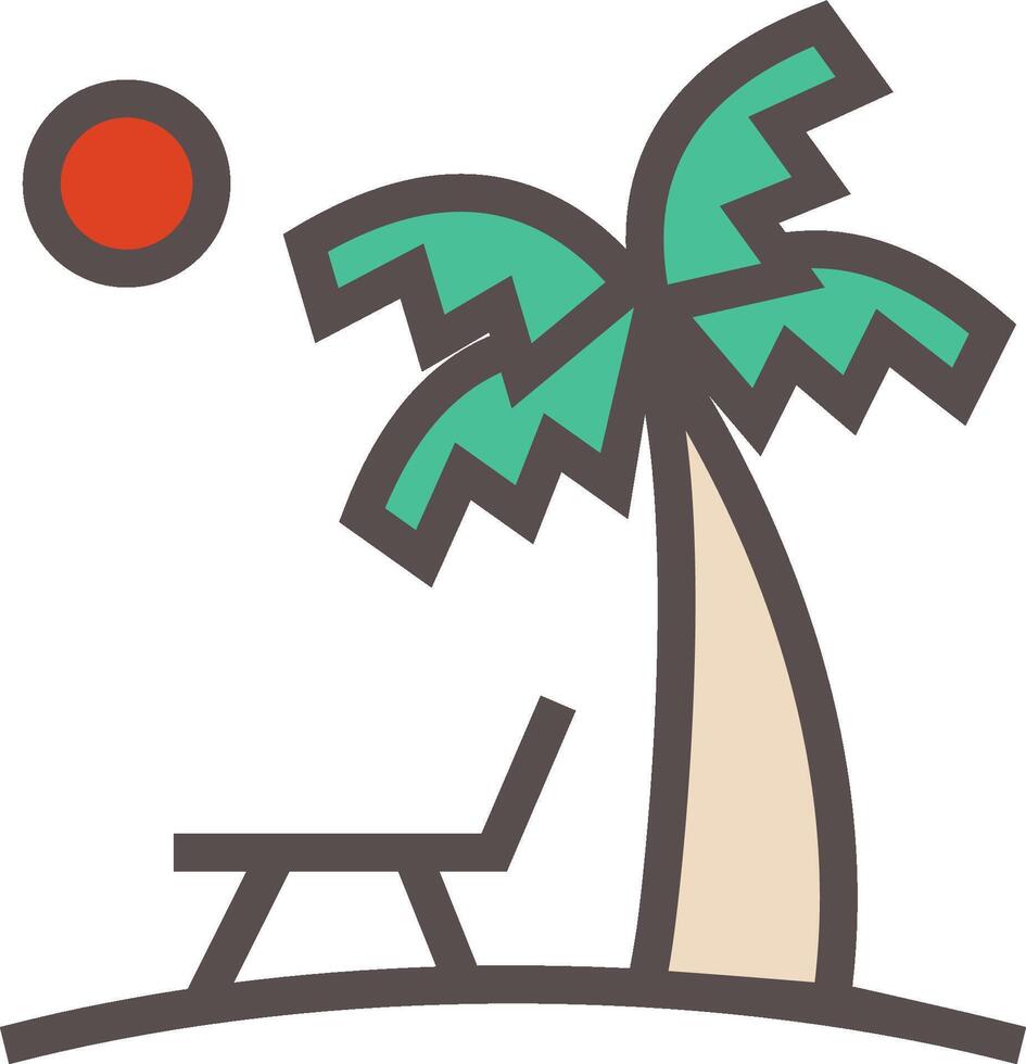 A palm tree and chair on the beach vector