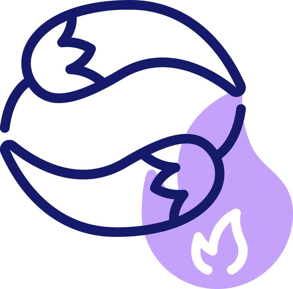 A purple and white logo with a flame and a heart vector