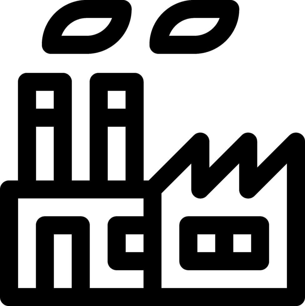 A factory icon with a building and smoke coming out of it vector