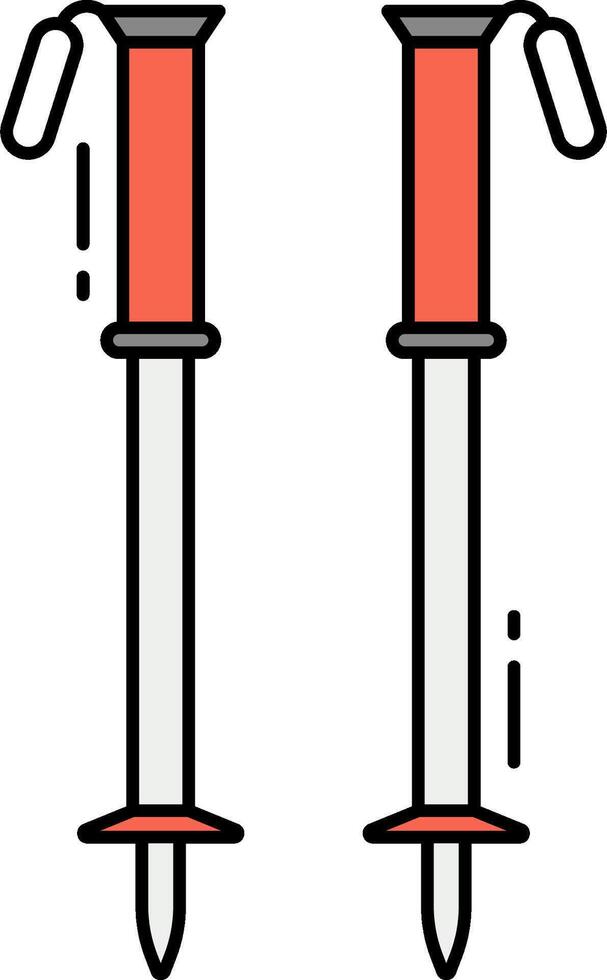 Two red and white needles with handles on a white background vector