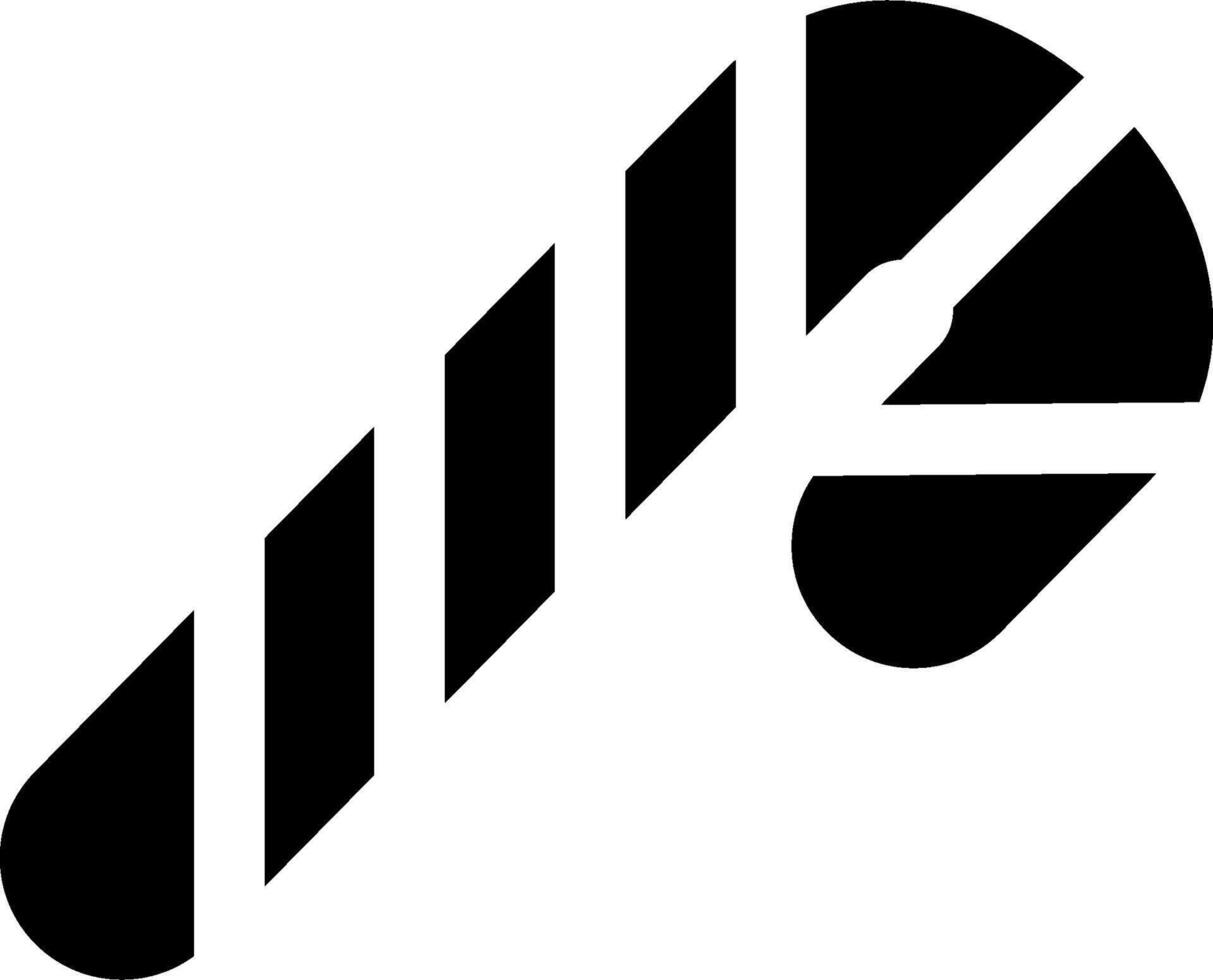 A black and white candy cane icon vector