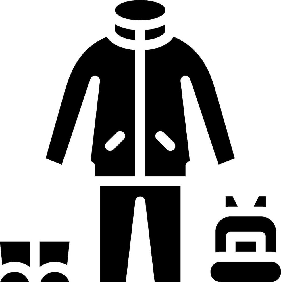A black and white silhouette of a jacket, boots and hat vector